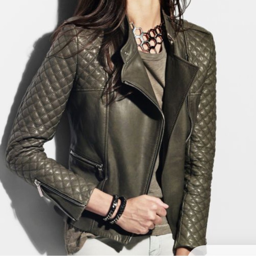 Barbara Bui Lambskin Leather Biker Jacket Size 36